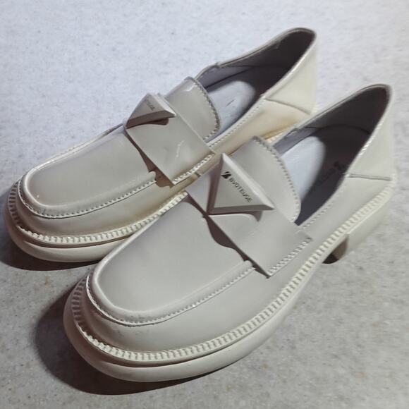 Bvoteuge Cream Patent Loafer Shoes 7.5 Minimalist Quietlux Dress Classic Career - Picture 8 of 9